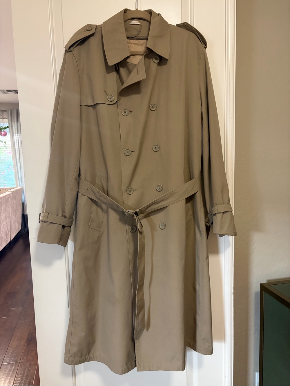 🤎Vintage Oleg Cassini Double-Breasted Khaki Long Trench Coat with Lining 🤎